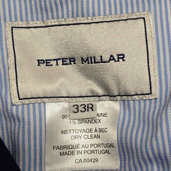 Peter Millar Men Pants 33R (Fits 32x25.5) Gray Wool Slim Fit Office Trousers - Picture 5 of 13